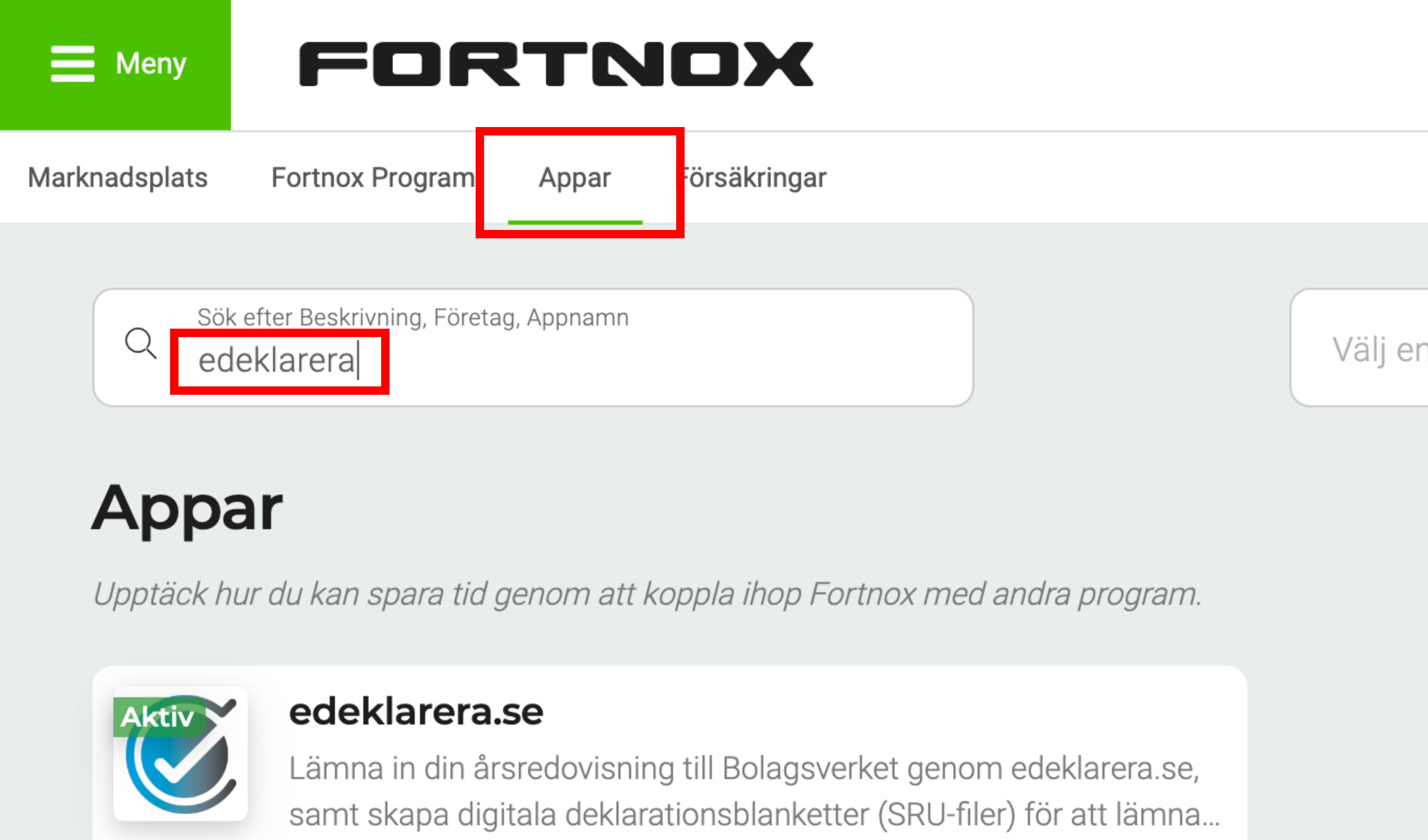 Fortnox marknadsplats