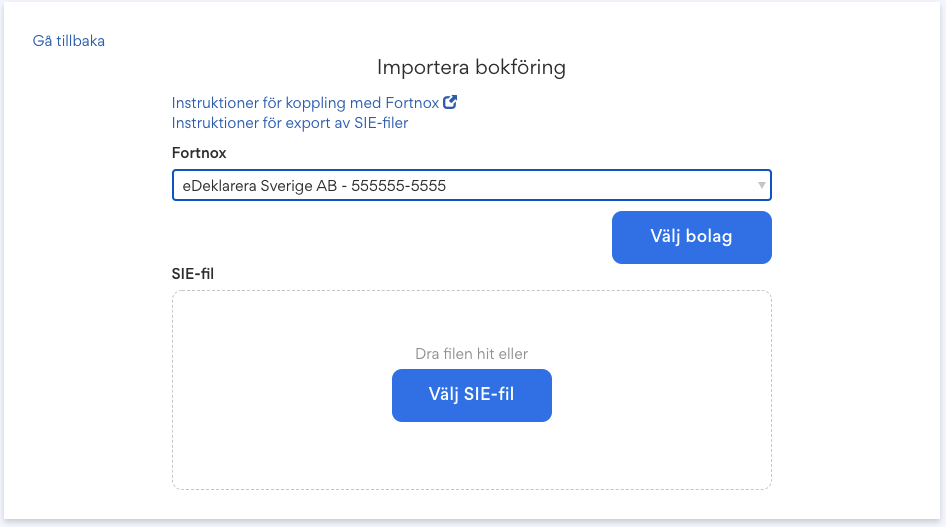 Importera bokföring från Fortnox