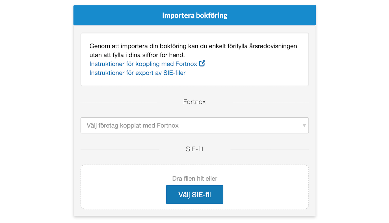 Importera bokföring från Fortnox