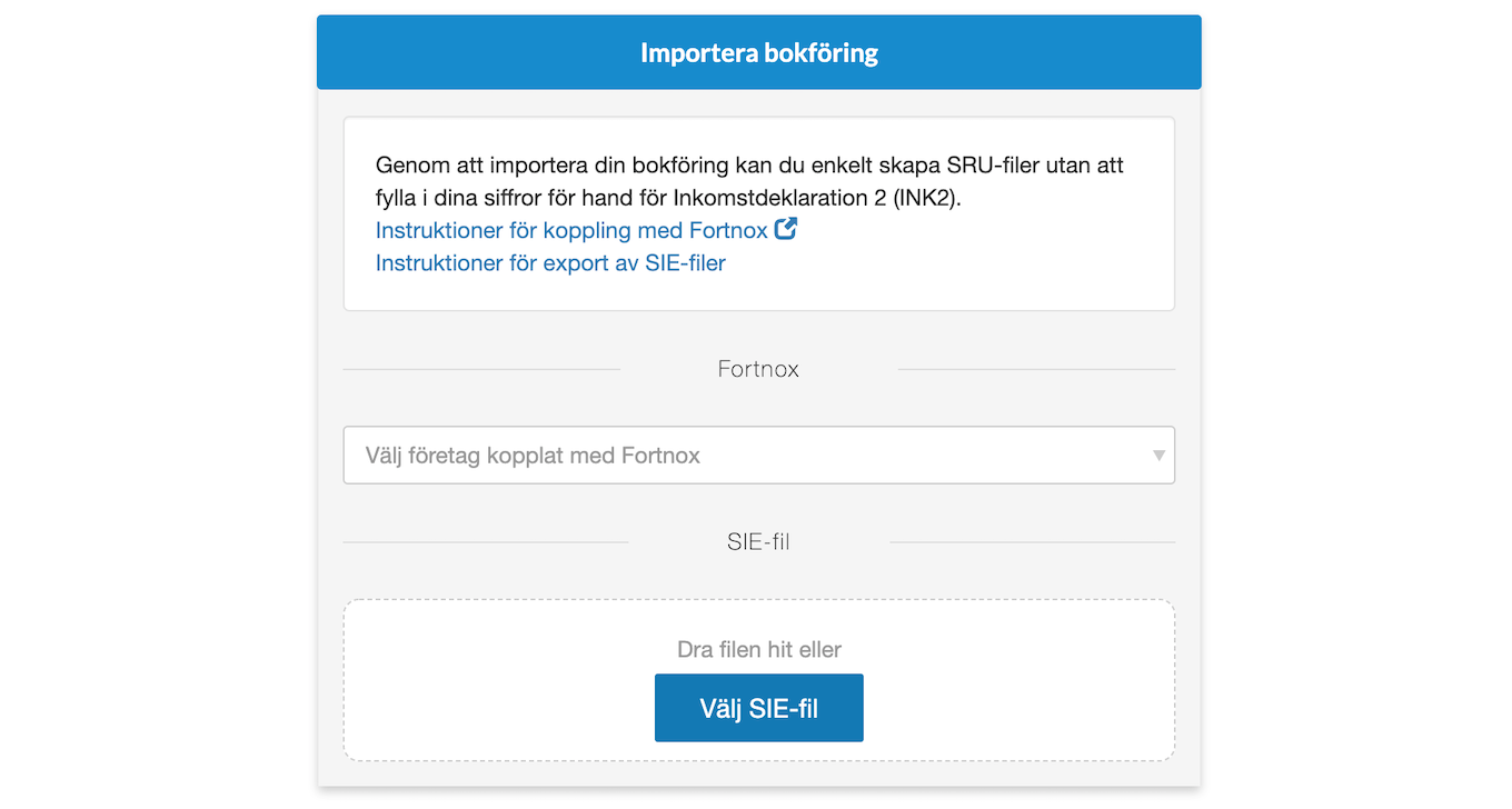 Importera från Fortnox