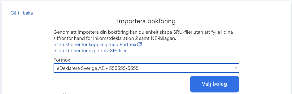 Importera från Fortnox
