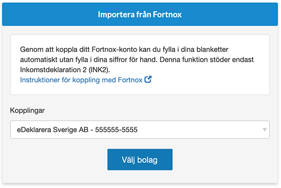 Importera från Fortnox